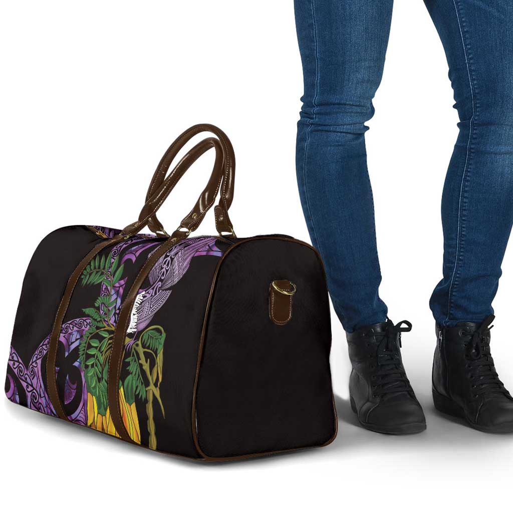 Purple New Zealand Kowhai And Piwakawaka Travel Bag Maori Ngaru Paua Shell - Aussie Hoodie
