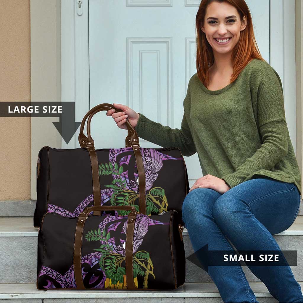 Purple New Zealand Kowhai And Piwakawaka Travel Bag Maori Ngaru Paua Shell - Aussie Hoodie