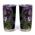 Purple New Zealand Kowhai And Piwakawaka Tumbler Cup Maori Ngaru Paua Shell