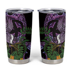 Purple New Zealand Kowhai And Piwakawaka Tumbler Cup Maori Ngaru Paua Shell