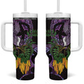 Purple New Zealand Kowhai And Piwakawaka Tumbler With Handle Maori Ngaru Paua Shell