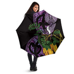 Purple New Zealand Kowhai And Piwakawaka Umbrella Maori Ngaru Paua Shell - Aussie Hoodie