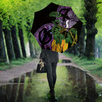 Purple New Zealand Kowhai And Piwakawaka Umbrella Maori Ngaru Paua Shell - Aussie Hoodie