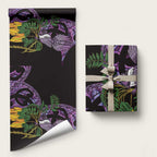 Purple New Zealand Kowhai And Piwakawaka Wrapping Paper Maori Ngaru Paua Shell - Aussie Hoodie