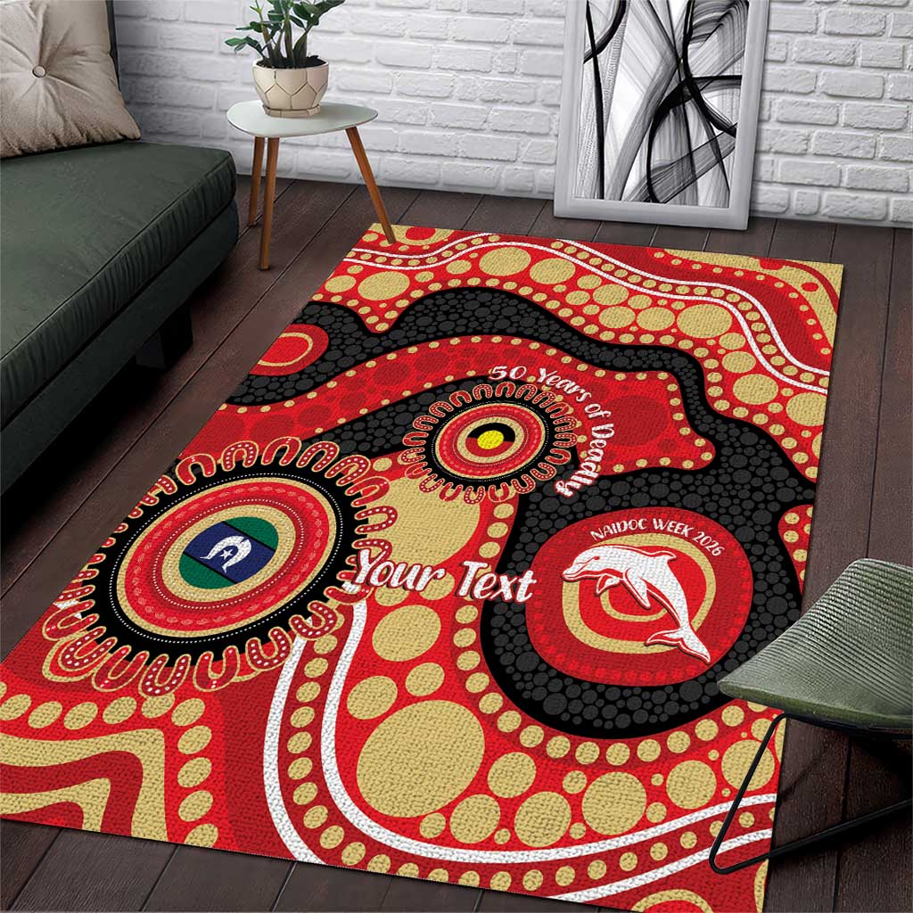 Dolphins NAIDOC Week 2026 Personalised Area Rug 50 Years of Deadly Aboriginal Art