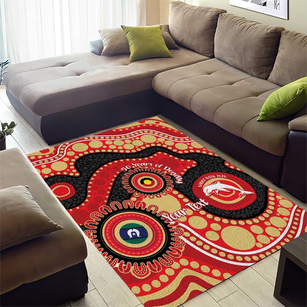 Dolphins NAIDOC Week 2026 Personalised Area Rug 50 Years of Deadly Aboriginal Art