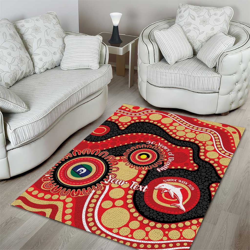 Dolphins NAIDOC Week 2026 Personalised Area Rug 50 Years of Deadly Aboriginal Art