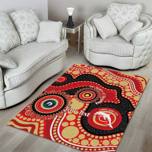 Dolphins NAIDOC Week 2026 Personalised Area Rug 50 Years of Deadly Aboriginal Art