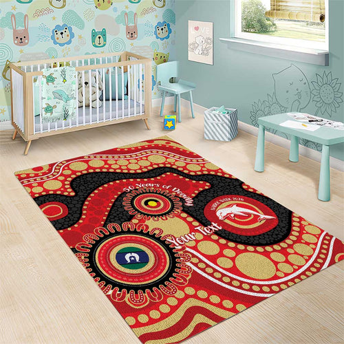 Dolphins NAIDOC Week 2026 Personalised Area Rug 50 Years of Deadly Aboriginal Art