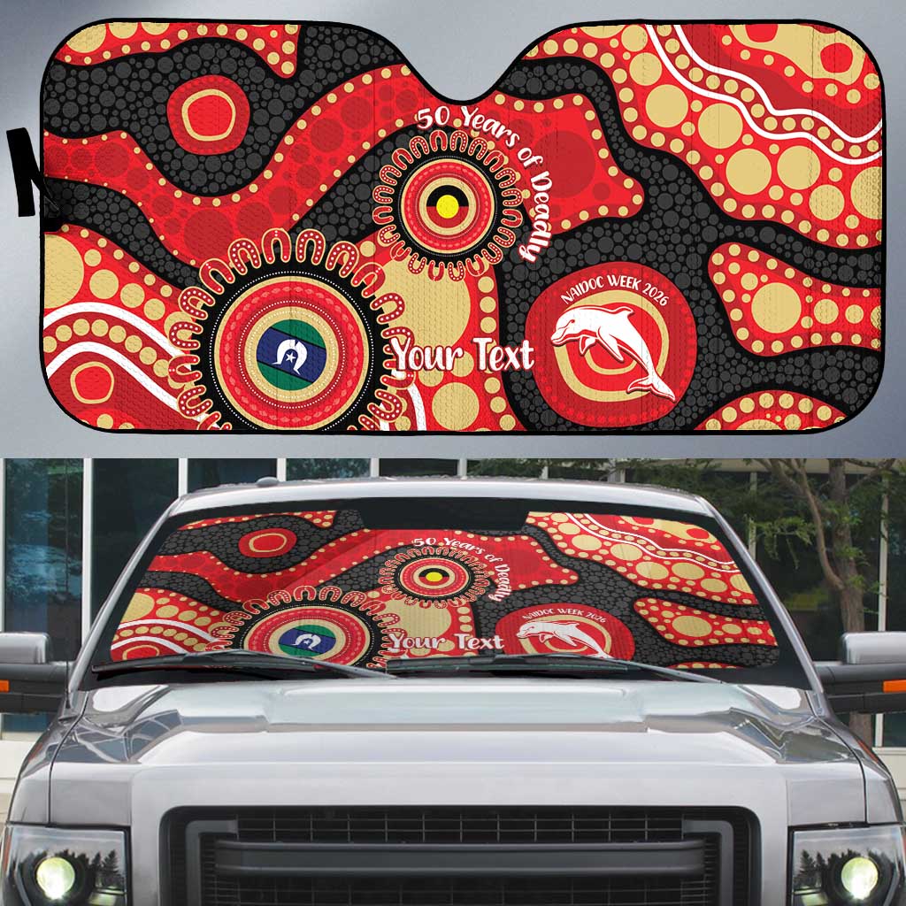 Dolphins NAIDOC Week 2026 Personalised Auto Sun Shade 50 Years of Deadly Aboriginal Art