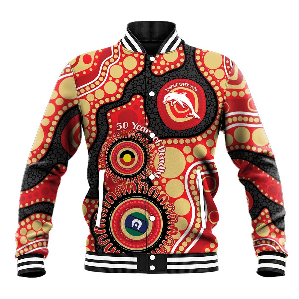 Dolphins NAIDOC Week 2026 Personalised Baseball Jacket 50 Years of Deadly Aboriginal Art