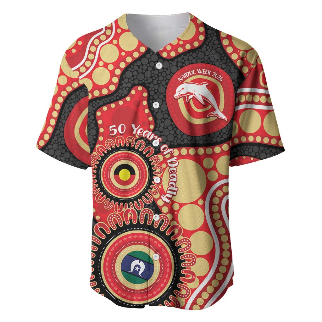 Dolphins NAIDOC Week 2026 Personalised Baseball Jersey 50 Years of Deadly Aboriginal Art