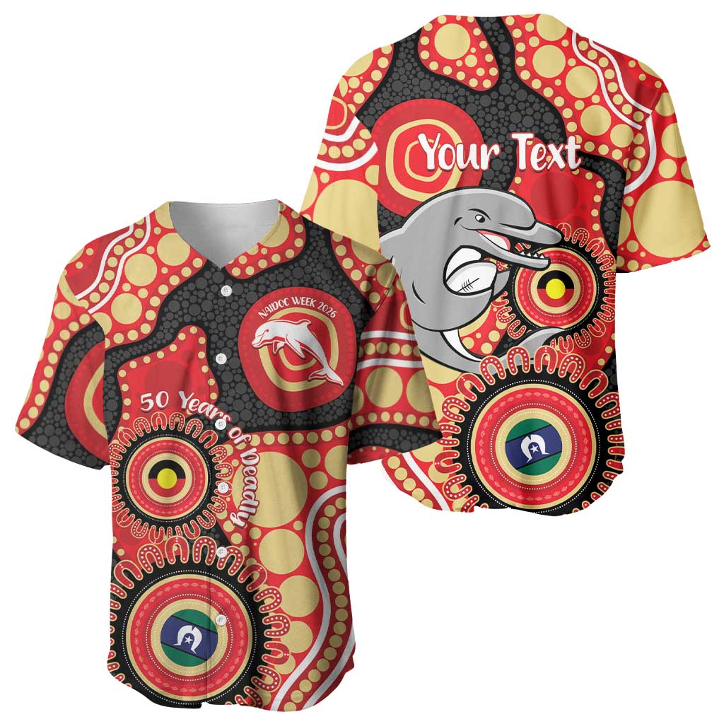 Dolphins NAIDOC Week 2026 Personalised Baseball Jersey 50 Years of Deadly Aboriginal Art