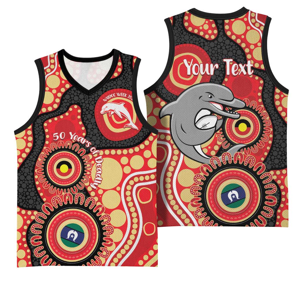 Dolphins NAIDOC Week 2026 Personalised Basketball Jersey 50 Years of Deadly Aboriginal Art