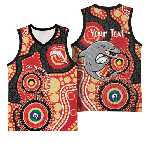 Dolphins NAIDOC Week 2026 Personalised Basketball Jersey 50 Years of Deadly Aboriginal Art