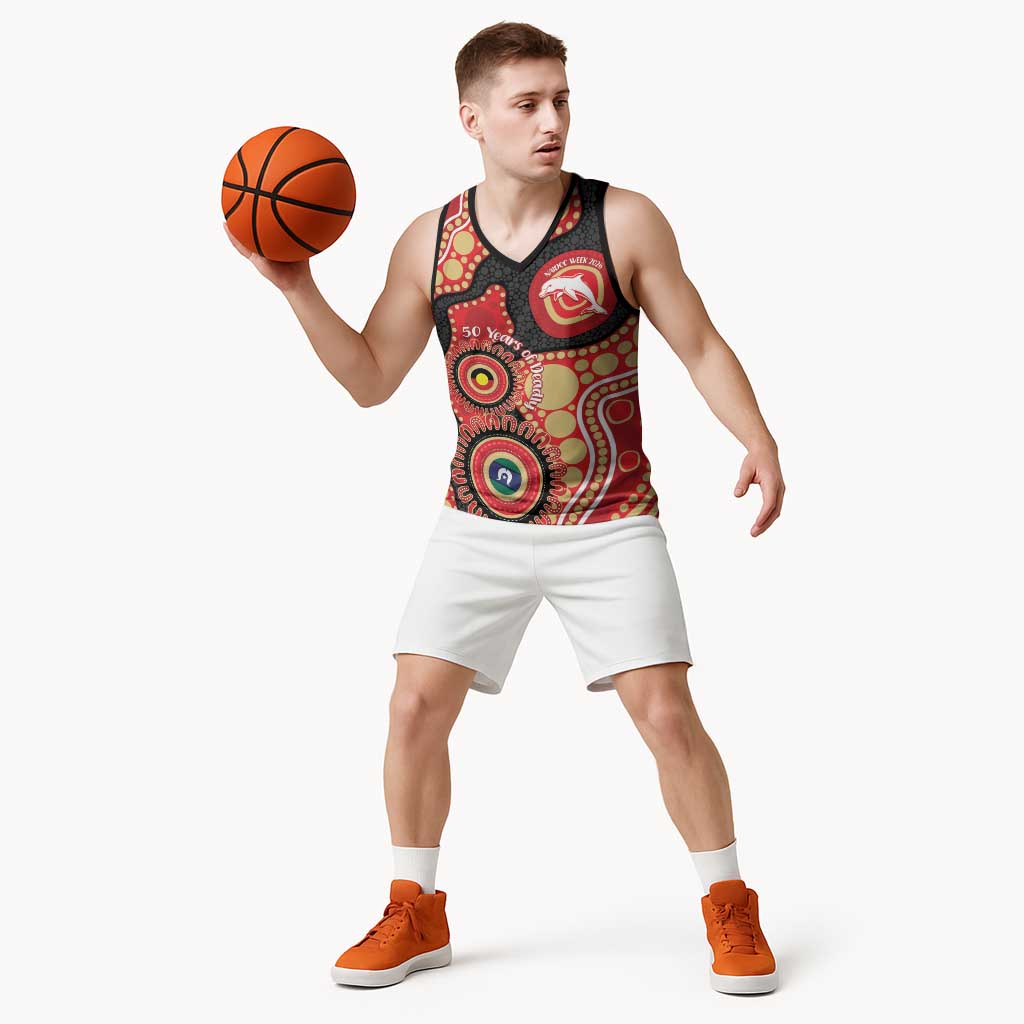 Dolphins NAIDOC Week 2026 Personalised Basketball Jersey 50 Years of Deadly Aboriginal Art