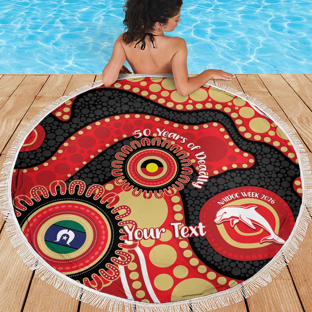 Dolphins NAIDOC Week 2026 Personalised Beach Blanket 50 Years of Deadly Aboriginal Art