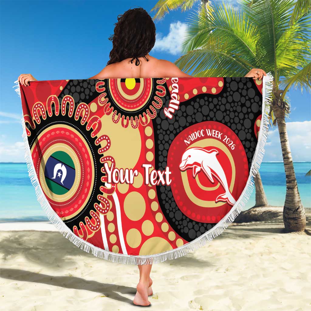 Dolphins NAIDOC Week 2026 Personalised Beach Blanket 50 Years of Deadly Aboriginal Art