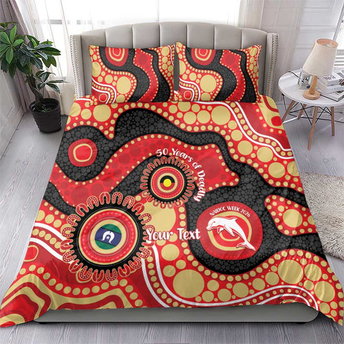 Dolphins NAIDOC Week 2026 Personalised Bedding Set 50 Years of Deadly Aboriginal Art