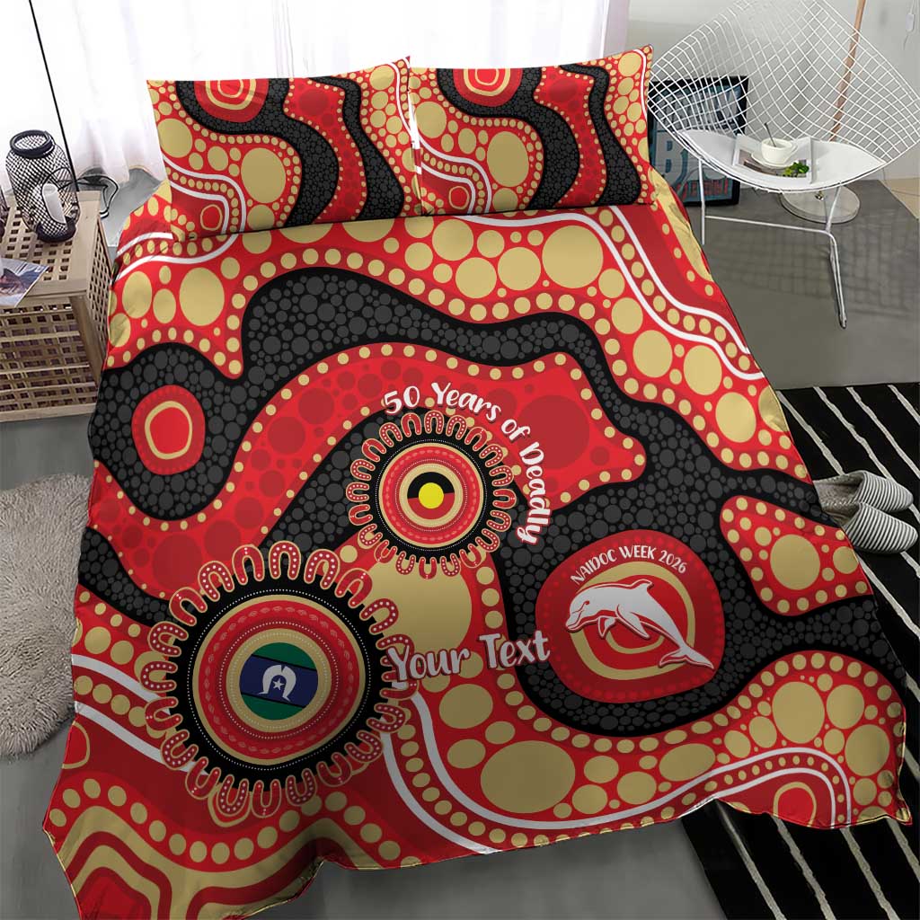 Dolphins NAIDOC Week 2026 Personalised Bedding Set 50 Years of Deadly Aboriginal Art
