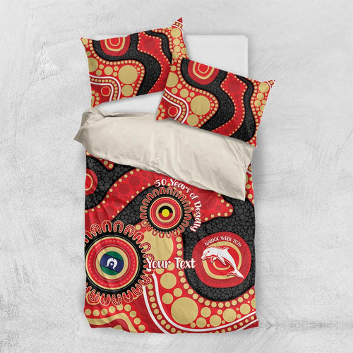 Dolphins NAIDOC Week 2026 Personalised Bedding Set 50 Years of Deadly Aboriginal Art