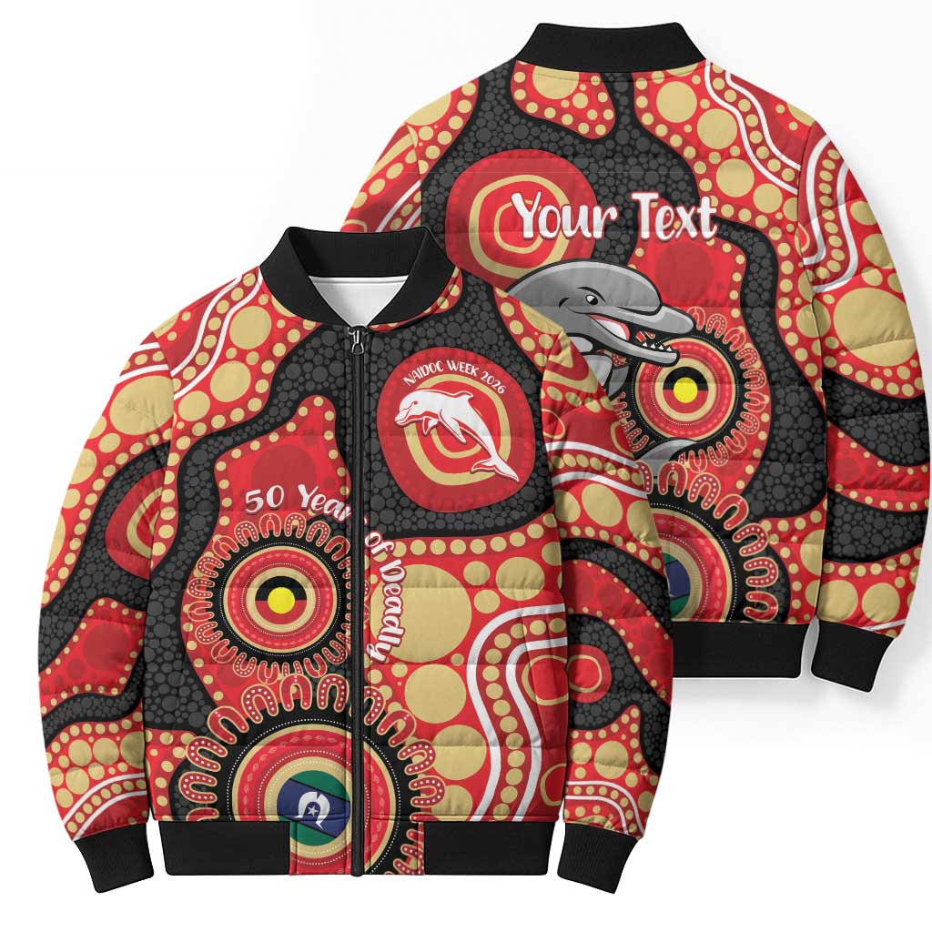 Dolphins NAIDOC Week 2026 Personalised Bomber Puffer Jacket 50 Years of Deadly Aboriginal Art