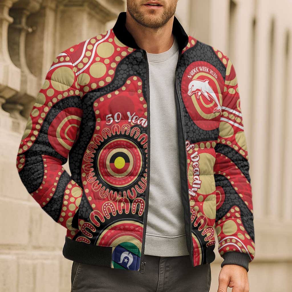 Dolphins NAIDOC Week 2026 Personalised Bomber Puffer Jacket 50 Years of Deadly Aboriginal Art