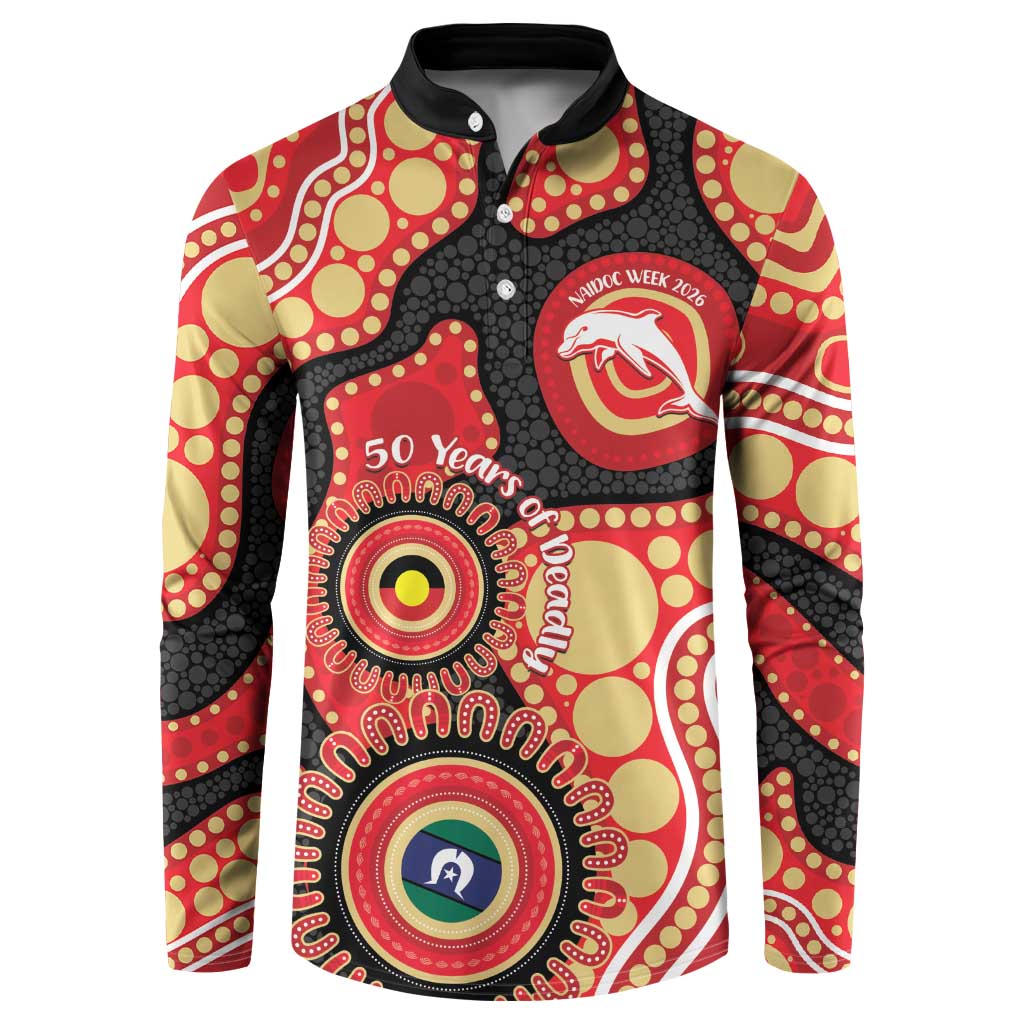 Dolphins NAIDOC Week 2026 Personalised Button Sweatshirt 50 Years of Deadly Aboriginal Art