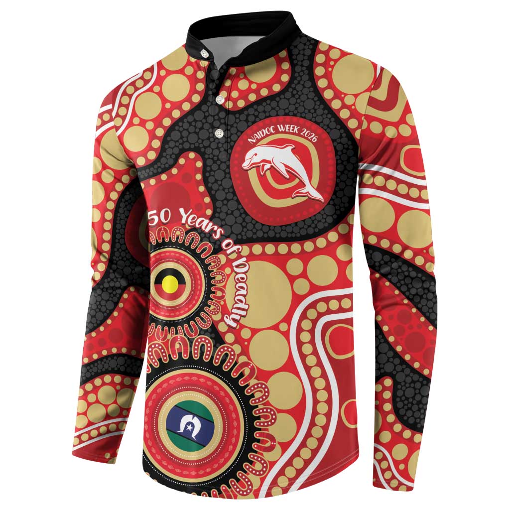 Dolphins NAIDOC Week 2026 Personalised Button Sweatshirt 50 Years of Deadly Aboriginal Art