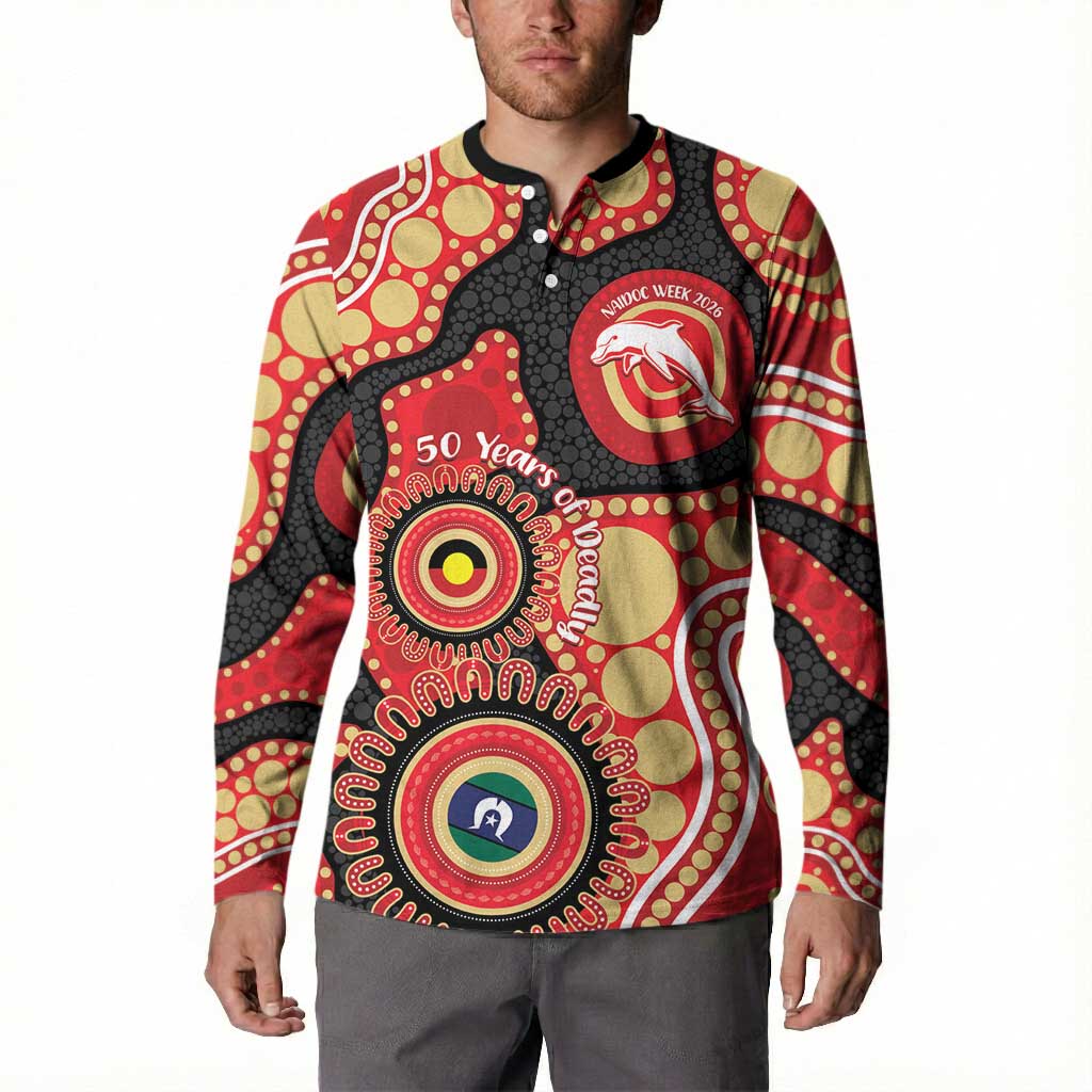 Dolphins NAIDOC Week 2026 Personalised Button Sweatshirt 50 Years of Deadly Aboriginal Art