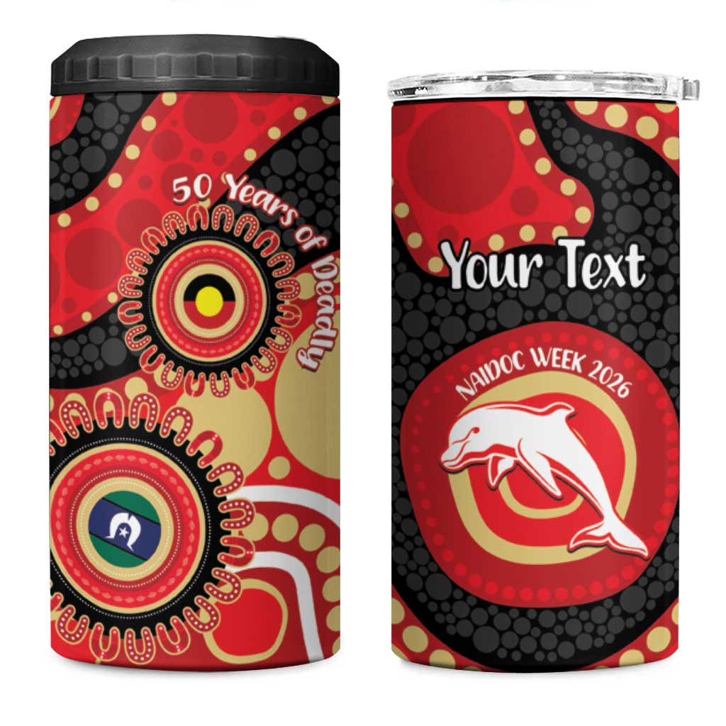 Dolphins NAIDOC Week 2026 Personalised 4 in 1 Can Cooler Tumbler 50 Years of Deadly Aboriginal Art