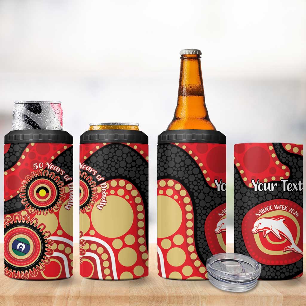Dolphins NAIDOC Week 2026 Personalised 4 in 1 Can Cooler Tumbler 50 Years of Deadly Aboriginal Art