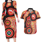 Dolphins NAIDOC Week 2026 Personalised Couples Matching Long Sleeve Bodycon Dress and Hawaiian Shirt 50 Years of Deadly Aboriginal Art