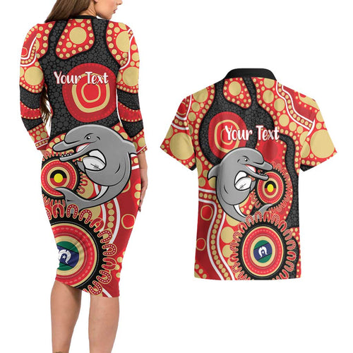 Dolphins NAIDOC Week 2026 Personalised Couples Matching Long Sleeve Bodycon Dress and Hawaiian Shirt 50 Years of Deadly Aboriginal Art