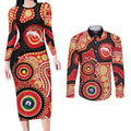 Dolphins NAIDOC Week 2026 Personalised Couples Matching Long Sleeve Bodycon Dress and Long Sleeve Button Shirt 50 Years of Deadly Aboriginal Art