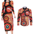 Dolphins NAIDOC Week 2026 Personalised Couples Matching Long Sleeve Bodycon Dress and Long Sleeve Button Shirt 50 Years of Deadly Aboriginal Art
