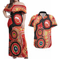 Dolphins NAIDOC Week 2026 Personalised Couples Matching Off Shoulder Maxi Dress and Hawaiian Shirt 50 Years of Deadly Aboriginal Art