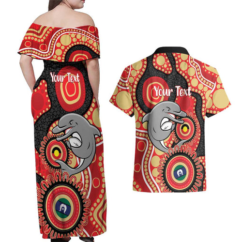 Dolphins NAIDOC Week 2026 Personalised Couples Matching Off Shoulder Maxi Dress and Hawaiian Shirt 50 Years of Deadly Aboriginal Art