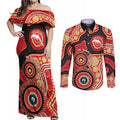 Dolphins NAIDOC Week 2026 Personalised Couples Matching Off Shoulder Maxi Dress and Long Sleeve Button Shirt 50 Years of Deadly Aboriginal Art