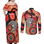 Dolphins NAIDOC Week 2026 Personalised Couples Matching Off Shoulder Maxi Dress and Long Sleeve Button Shirt 50 Years of Deadly Aboriginal Art