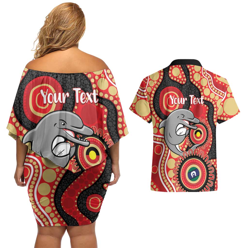 Dolphins NAIDOC Week 2026 Personalised Couples Matching Off Shoulder Short Dress and Hawaiian Shirt 50 Years of Deadly Aboriginal Art