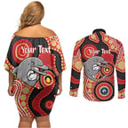 Dolphins NAIDOC Week 2026 Personalised Couples Matching Off Shoulder Short Dress and Long Sleeve Button Shirt 50 Years of Deadly Aboriginal Art