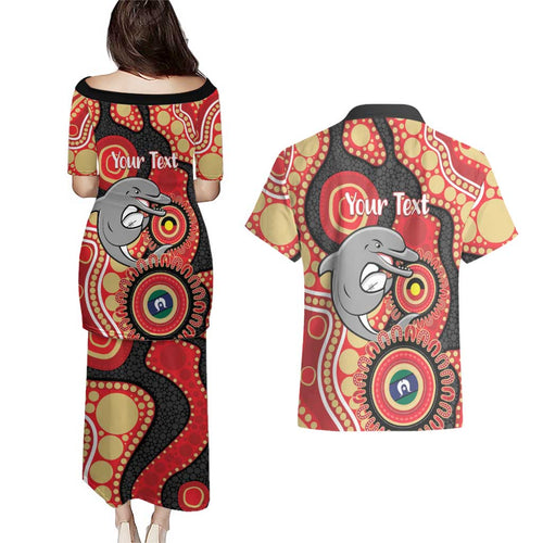 Dolphins NAIDOC Week 2026 Personalised Couples Matching Puletasi and Hawaiian Shirt 50 Years of Deadly Aboriginal Art