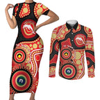 Dolphins NAIDOC Week 2026 Personalised Couples Matching Short Sleeve Bodycon Dress and Long Sleeve Button Shirt 50 Years of Deadly Aboriginal Art