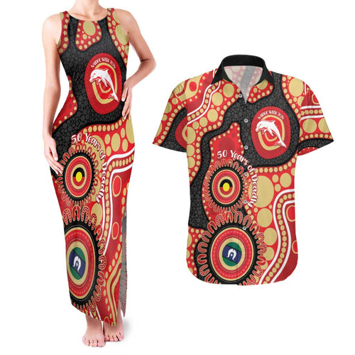 Dolphins NAIDOC Week 2026 Personalised Couples Matching Tank Maxi Dress and Hawaiian Shirt 50 Years of Deadly Aboriginal Art