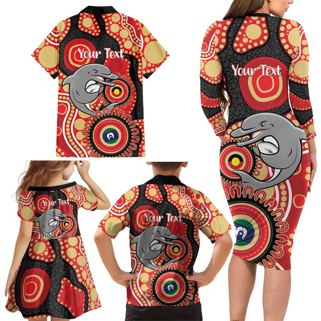 Dolphins NAIDOC Week 2026 Personalised Family Matching Long Sleeve Bodycon Dress and Hawaiian Shirt 50 Years of Deadly Aboriginal Art