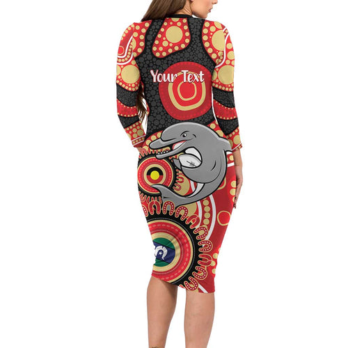 Dolphins NAIDOC Week 2026 Personalised Family Matching Long Sleeve Bodycon Dress and Hawaiian Shirt 50 Years of Deadly Aboriginal Art