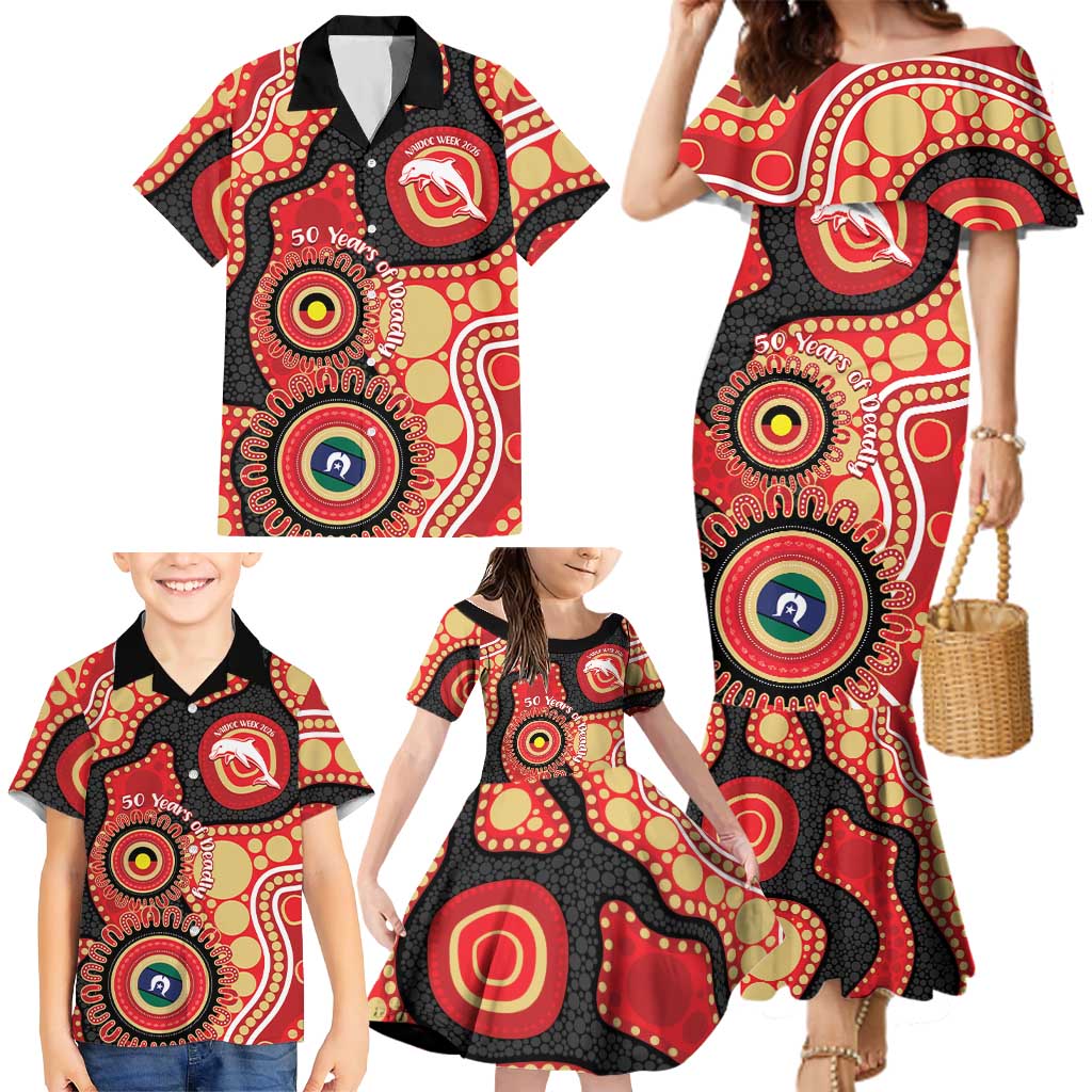 Dolphins NAIDOC Week 2026 Personalised Family Matching Mermaid Dress and Hawaiian Shirt 50 Years of Deadly Aboriginal Art