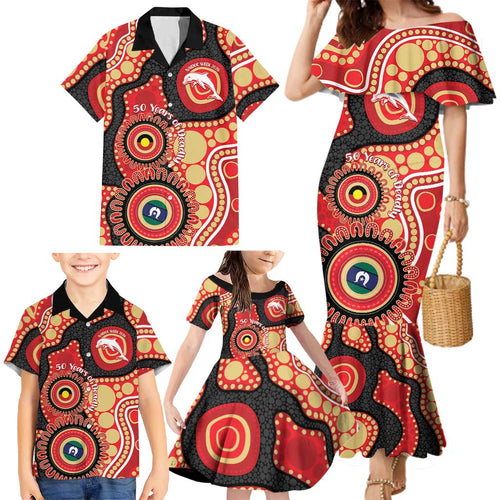 Dolphins NAIDOC Week 2026 Personalised Family Matching Mermaid Dress and Hawaiian Shirt 50 Years of Deadly Aboriginal Art