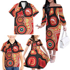 Dolphins NAIDOC Week 2026 Personalised Family Matching Off The Shoulder Long Sleeve Dress and Hawaiian Shirt 50 Years of Deadly Aboriginal Art
